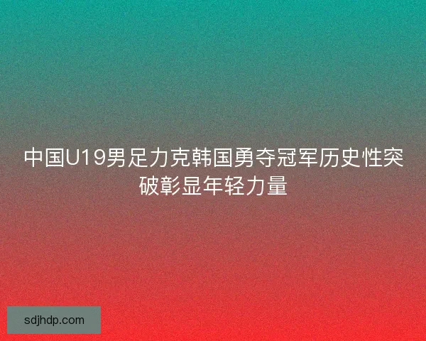 中国U19男足力克韩国勇夺冠军历史性突破彰显年轻力量