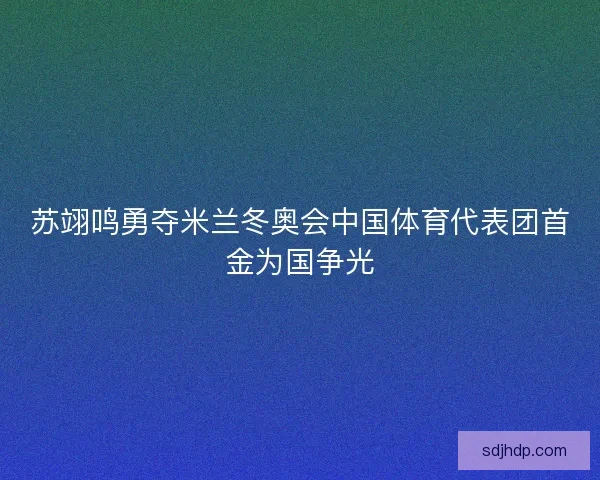 苏翊鸣勇夺米兰冬奥会中国体育代表团首金为国争光